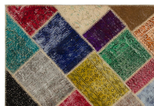 Iskece Bej Patchwork Yün El Dokuma Halısı 160 x 233 Apex Unique