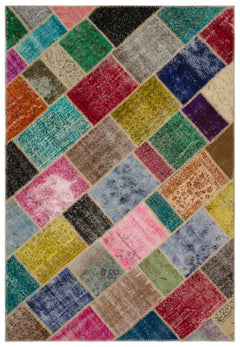 Iskece Bej Patchwork Yün El Dokuma Halısı 160 x 233 Apex Unique