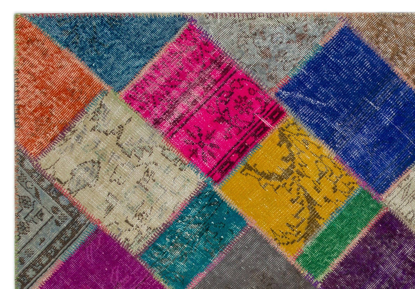 Iskece Bej Patchwork Yün El Dokuma Halısı 160 x 233 Apex Unique