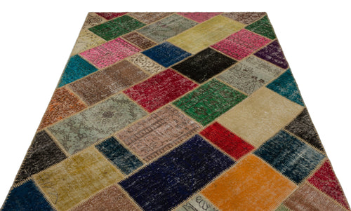 Iskece Bej Patchwork Yün El Dokuma Halısı 160 x 233 Apex Unique