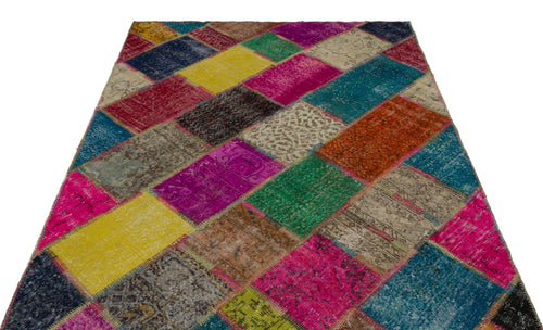 Iskece Bej Patchwork Yün El Dokuma Halısı 160 x 233 Apex Unique