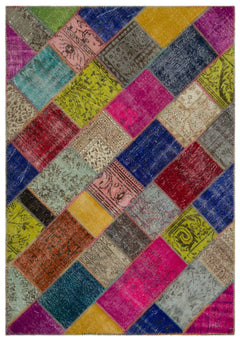 Iskece Bej Patchwork Yün El Dokuma Halısı 160 x 233 Apex Unique