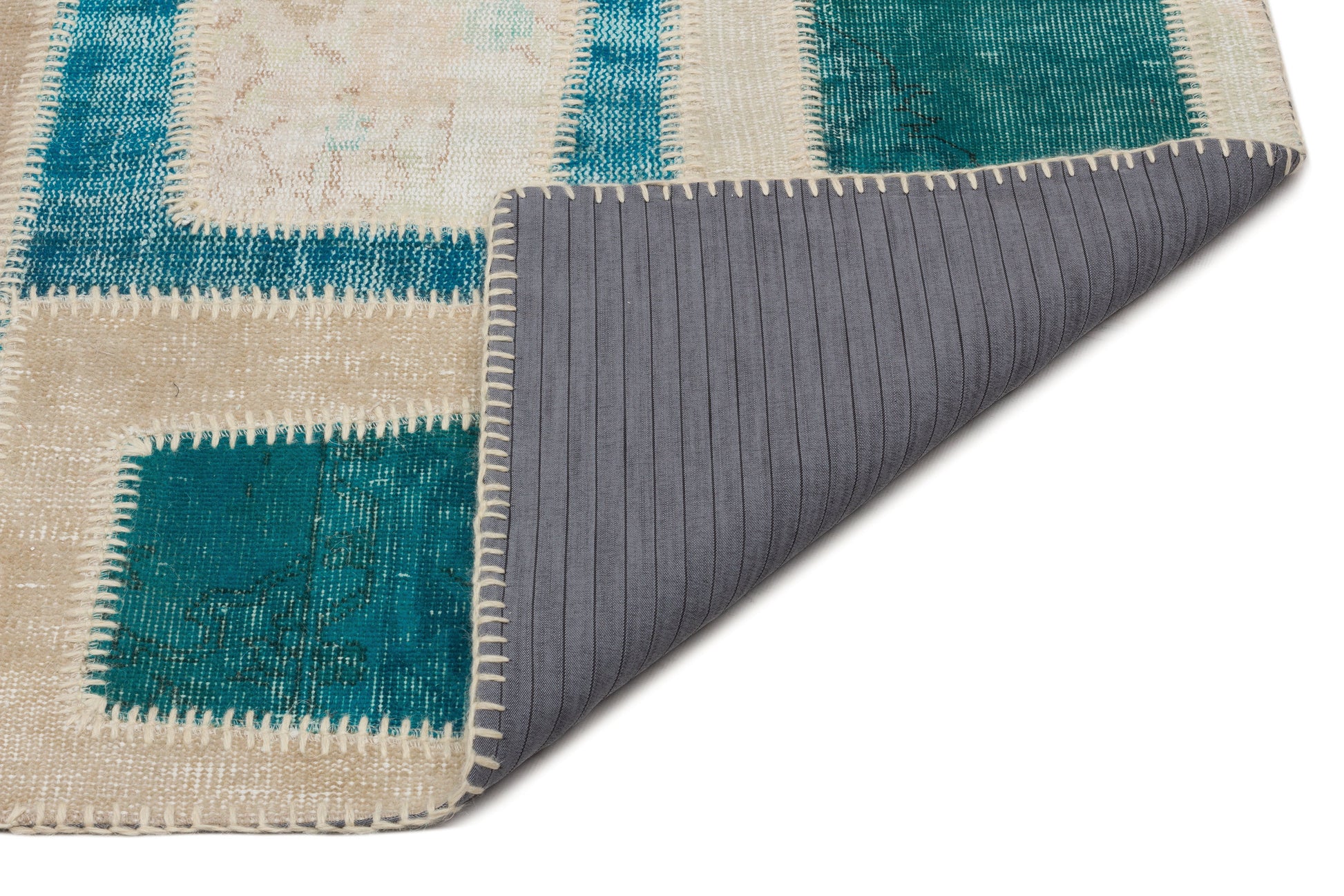 Iskece Turkuaz Eskitme Yün El Dokuma Halısı 160 x 240 Apex Unique