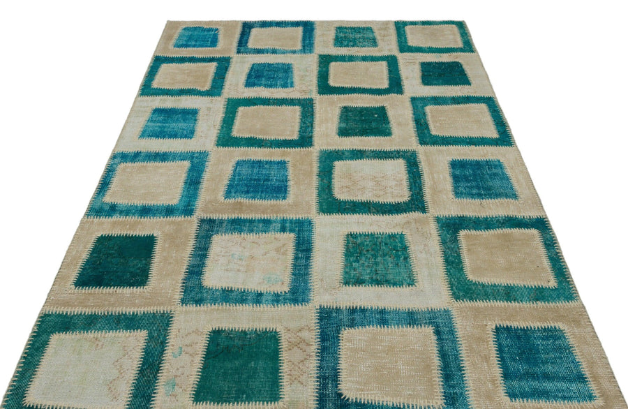 Bej Krem Anadolu Eskitme Geometrik Yün Halı 160x240 - Özel Seri