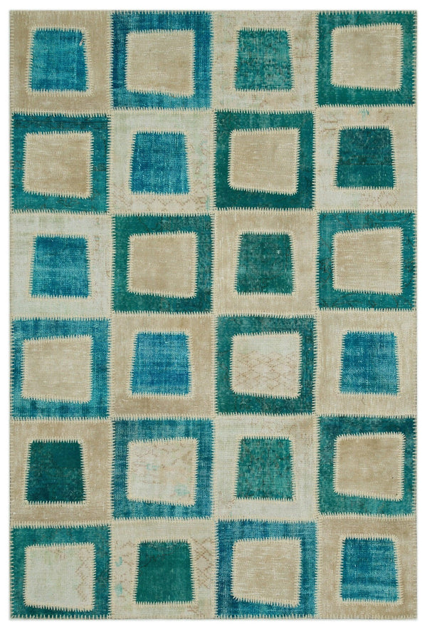 Bej Krem Anadolu Eskitme Geometrik Yün Halı 160x240 - Özel Seri