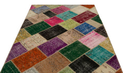 Iskece Bej Patchwork Yün El Dokuma Halısı 161 x 232 Apex Unique