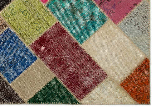 Iskece Bej Patchwork Yün El Dokuma Halısı 161 x 232 Apex Unique