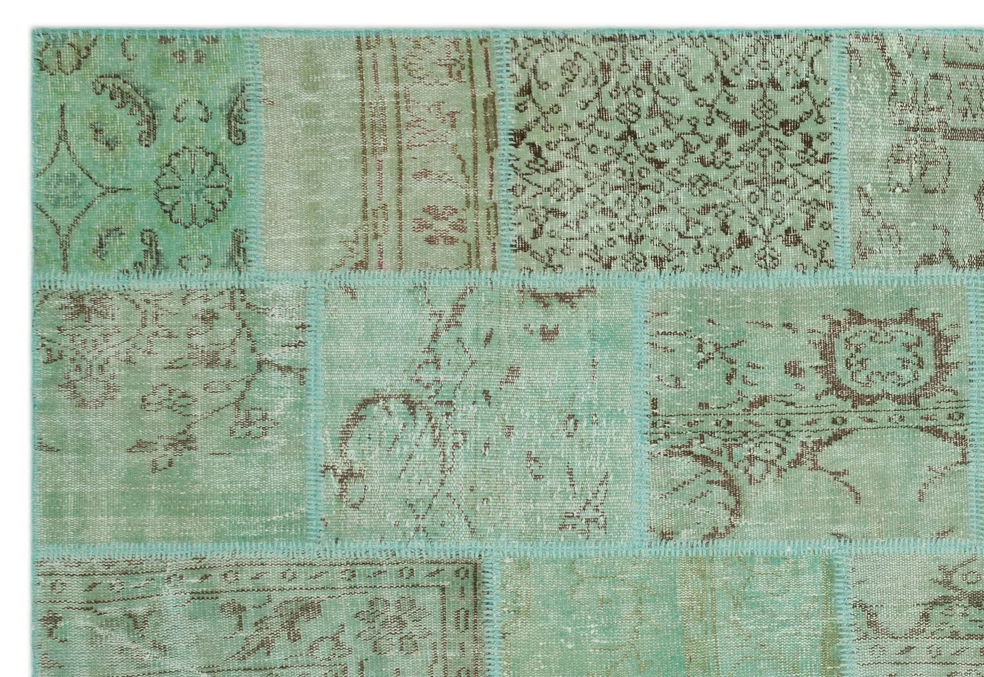 Yeşil Anadolu Bohem Eskitme Yün Halı 191x283 - Özel Seri