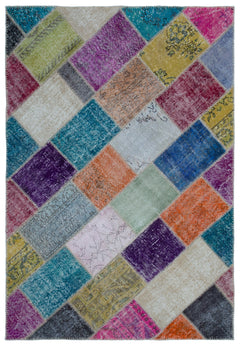 Iskece Bej Patchwork Yün El Dokuma Halısı 160 x 230 Apex Unique