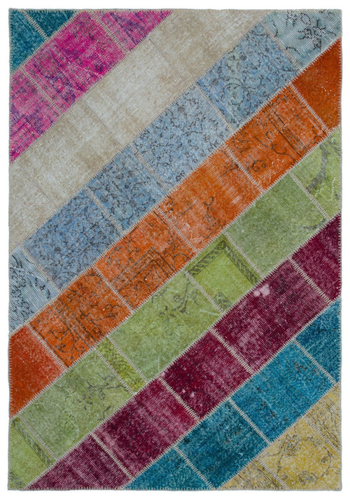 Iskece Bej Patchwork Yün El Dokuma Halısı 160 x 230 Apex Unique