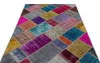 Multicolor Geometric Hand-Woven Wool Rug 160x230 cm (5'3" x 7'7")