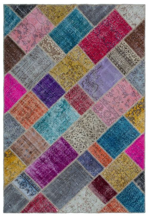 Iskece Bej Patchwork Yün El Dokuma Halısı 160 x 230 Apex Unique