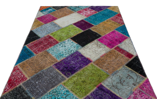 Iskece Bej Patchwork Yün El Dokuma Halısı 160 x 230 Apex Unique