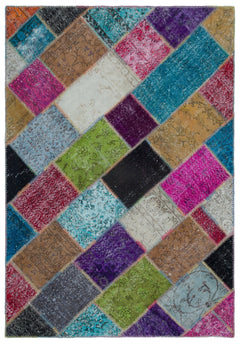 Iskece Bej Patchwork Yün El Dokuma Halısı 160 x 230 Apex Unique