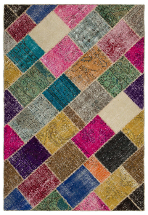 Iskece Bej Patchwork Yün El Dokuma Halısı 160 x 230 Apex Unique