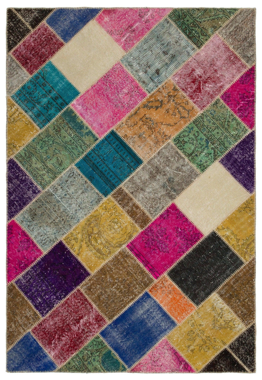 Çok Renkli Halı Geometrik Desenli Eskitme El Dokuma 160x230 cm 21987 – Koridor kullanımı