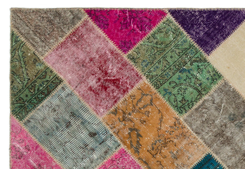 Iskece Bej Patchwork Yün El Dokuma Halısı 160 x 230 Apex Unique