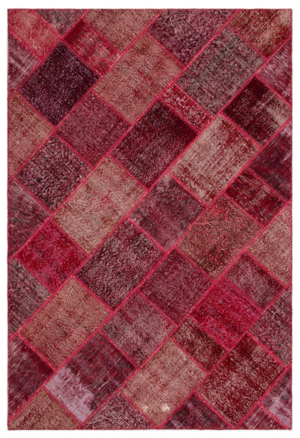 Kırmızı Anadolu Eskitme Geometrik Yün Halı 160x230 - Özel Seri