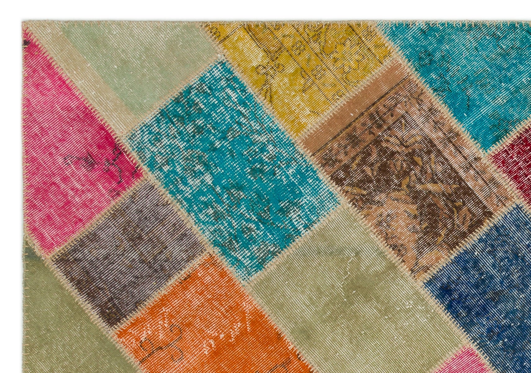 Iskece Bej Patchwork Yün El Dokuma Halısı 160 x 230 Apex Unique