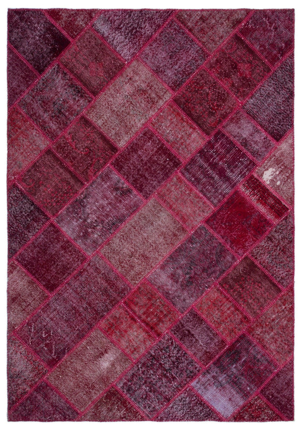 Kırmızı Anadolu Eskitme Geometrik Yün Halı 160x230 - Özel Seri