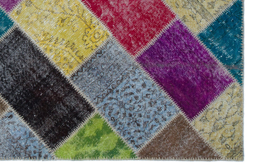 Iskece Bej Patchwork Yün El Dokuma Halısı 160 x 230 Apex Unique