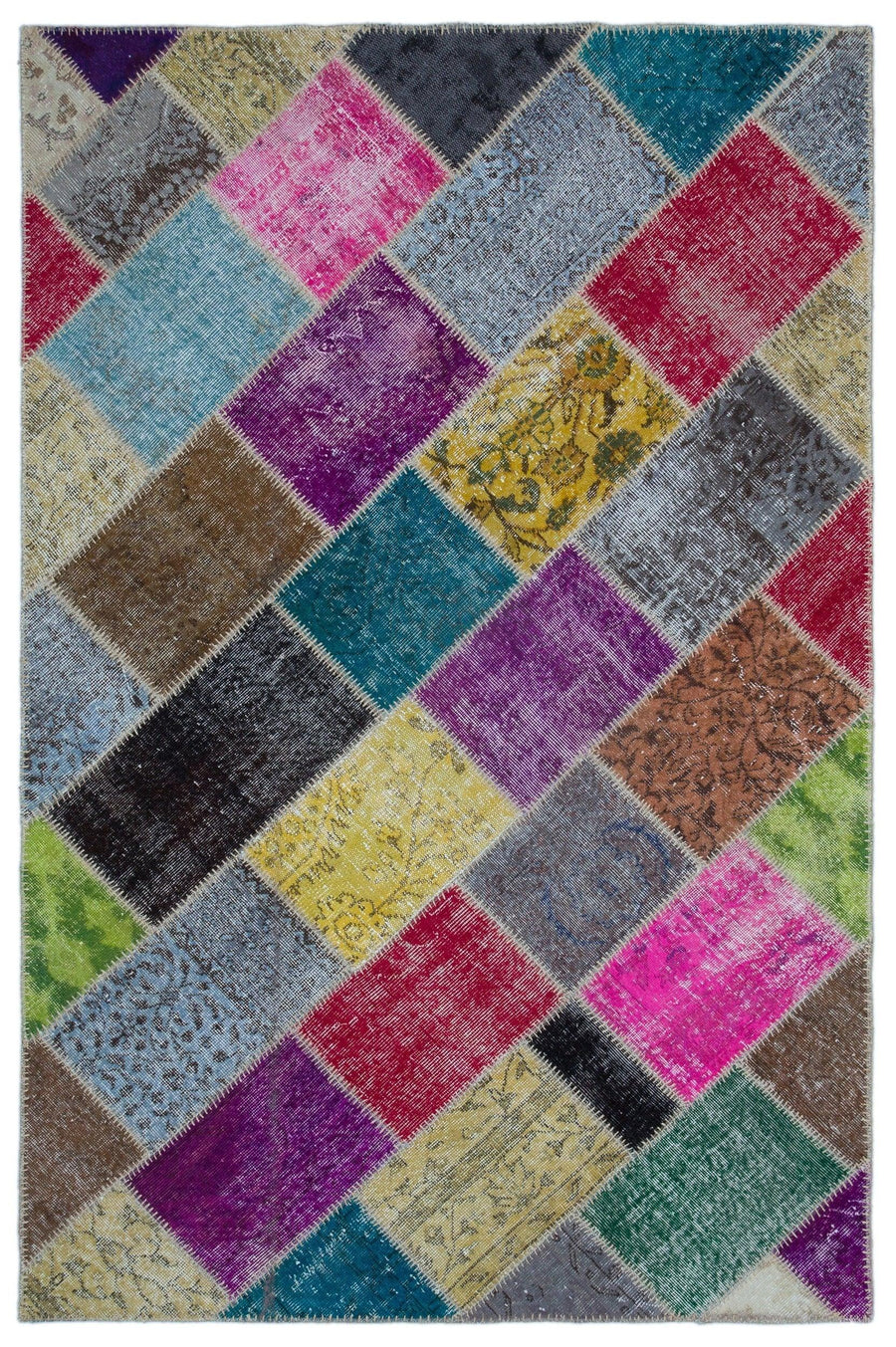 Eskitme Yün Çok Renkli El Dokuma Halı Geometrik Desenli 160x230 cm 22005 – Koridor kullanımı