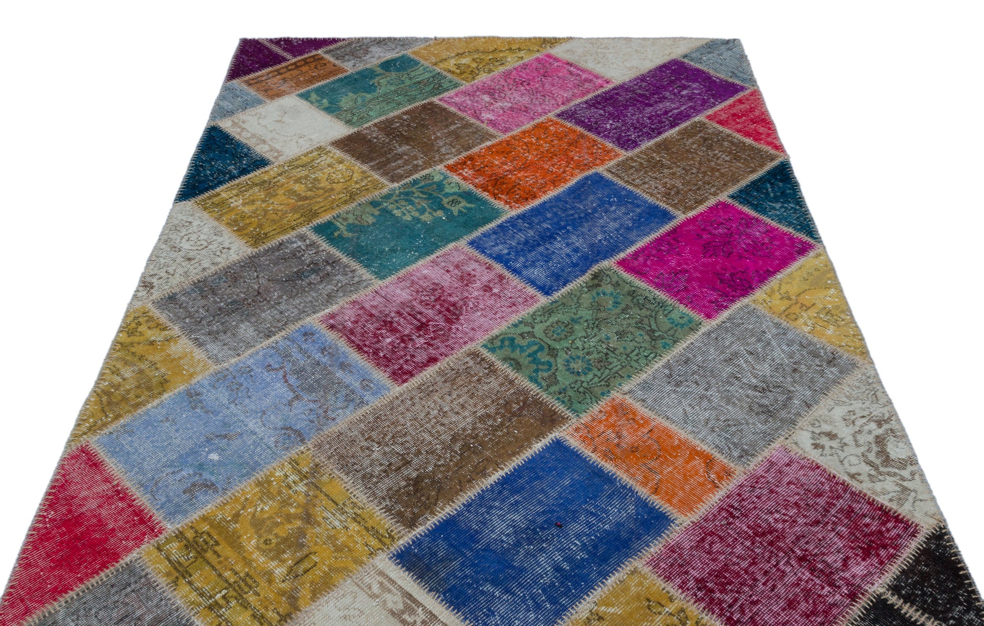 Iskece Bej Patchwork Yün El Dokuma Halısı 160 x 230 Apex Unique