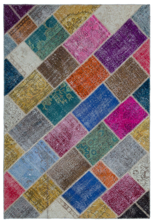 Iskece Bej Patchwork Yün El Dokuma Halısı 160 x 230 Apex Unique