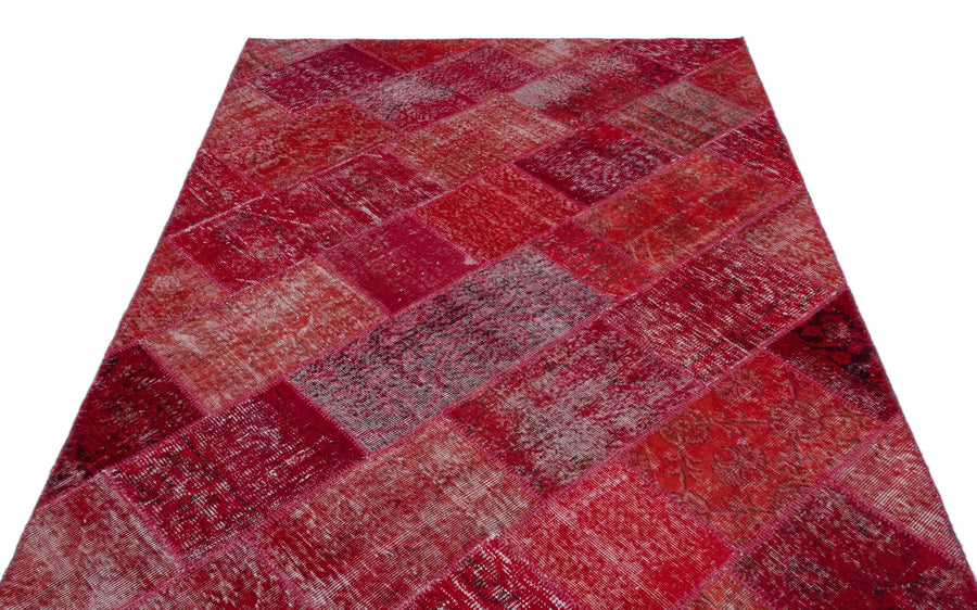Kırmızı Anadolu Eskitme Geometrik Yün Halı 160x230 - Özel Seri