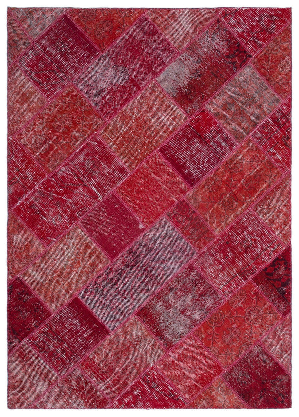 Kırmızı Anadolu Eskitme Geometrik Yün Halı 160x230 - Özel Seri