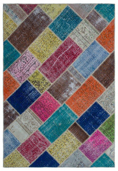 Iskece Bej Patchwork Yün El Dokuma Halısı 160 x 230 Apex Unique