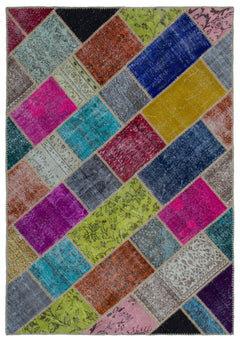 Iskece Bej Patchwork Yün El Dokuma Halısı 160 x 230 Apex Unique