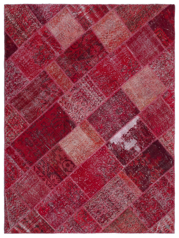Kırmızı Anadolu Eskitme Geometrik Yün Halı 160x230 - Özel Seri