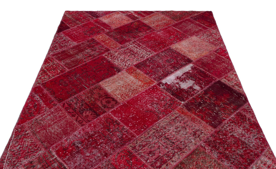 Kırmızı Anadolu Eskitme Geometrik Yün Halı 160x230 - Özel Seri