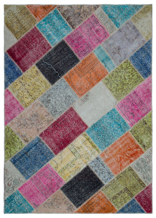 Iskece Bej Patchwork Yün El Dokuma Halısı 160 x 230 Apex Unique