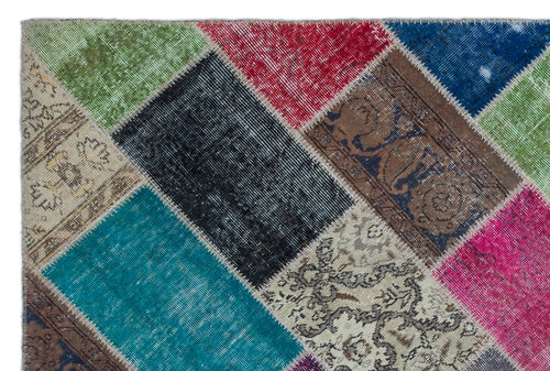 Iskece Bej Patchwork Yün El Dokuma Halısı 160 x 230 Apex Unique