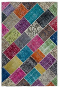 Iskece Bej Patchwork Yün El Dokuma Halısı 160 x 230 Apex Unique