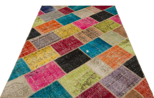 Iskece Bej Patchwork Yün El Dokuma Halısı 160 x 230 Apex Unique