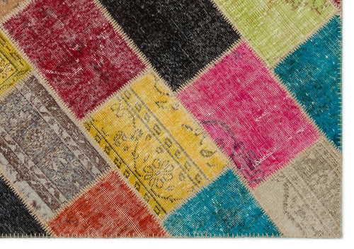 Iskece Bej Patchwork Yün El Dokuma Halısı 160 x 230 Apex Unique