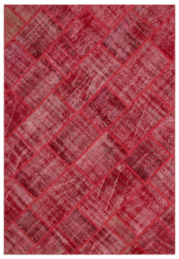 Kırmızı Anadolu Eskitme Geometrik Yün Halı 160x230 - Özel Seri