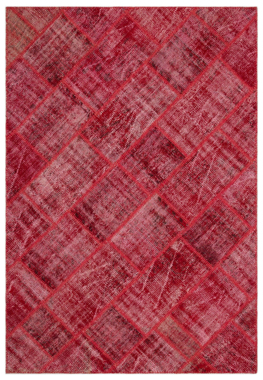 Eskitme Geometrik Desenli Kırmızı Dokuma Halı Yün 160x230 cm 22023 – Koridor kullanımı