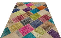 Iskece Bej Patchwork Yün El Dokuma Halısı 160 x 230 Apex Unique