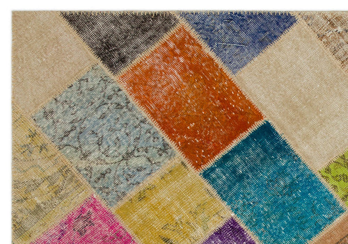 Iskece Bej Patchwork Yün El Dokuma Halısı 160 x 230 Apex Unique