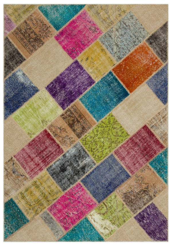Bej Anadolu Modern Vintage Yün Halı 160x230 - Özel Seri