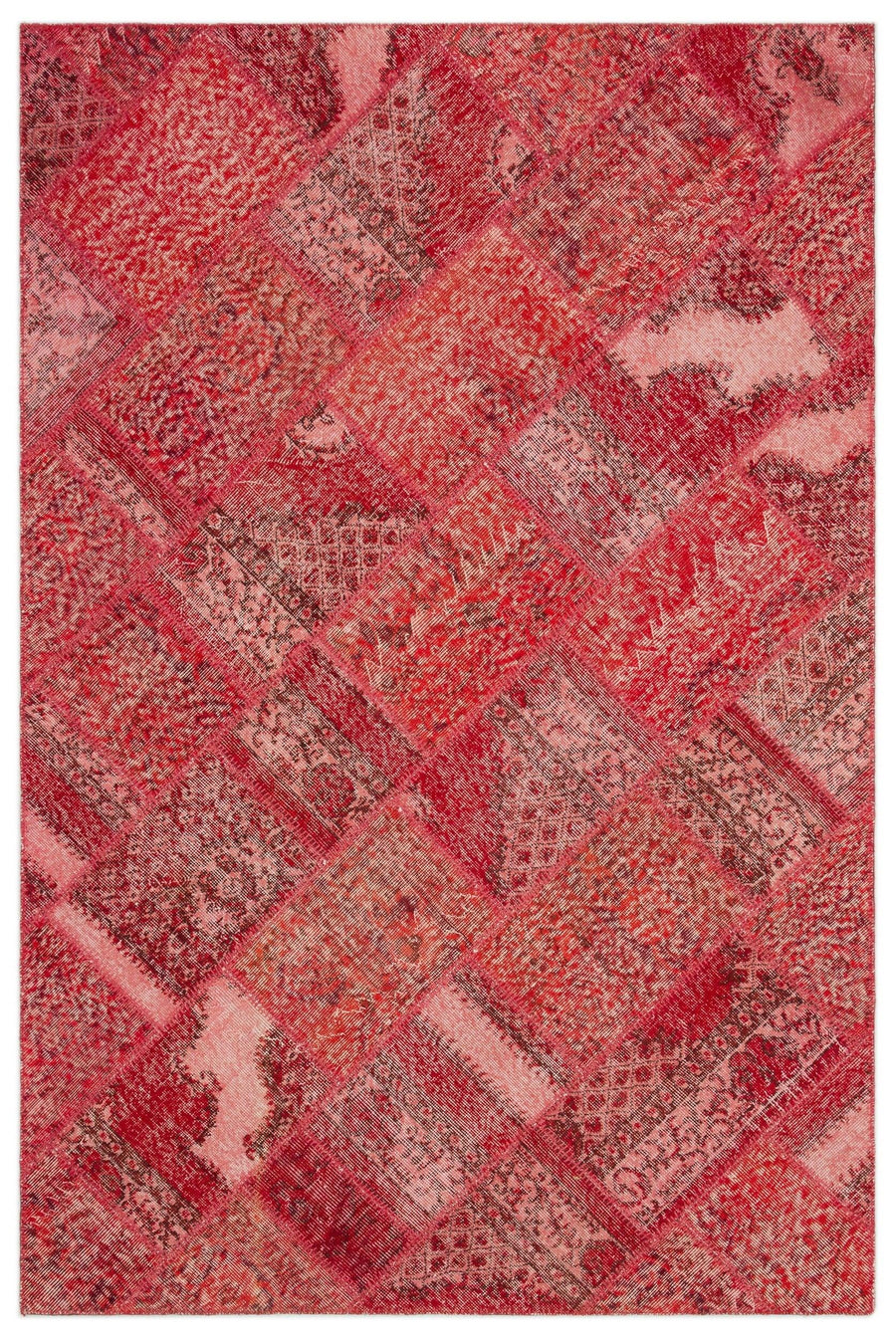 Red and Pink Geometric Area Rug, Hand-Knotted Wool 160x230 cm (5'3" x 7'7") – in the hallway
