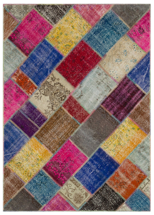 Iskece Bej Patchwork Yün El Dokuma Halısı 160 x 230 Apex Unique