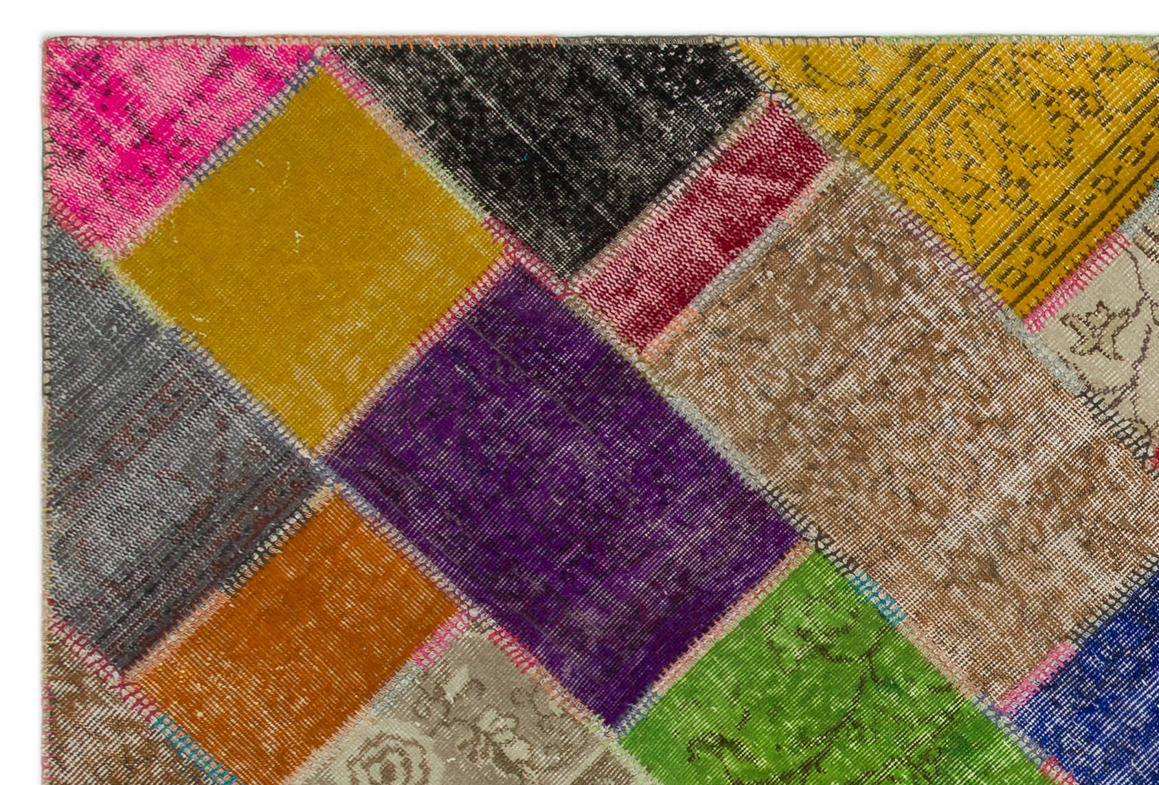 Iskece Bej Patchwork Yün El Dokuma Halısı 160 x 230 Apex Unique