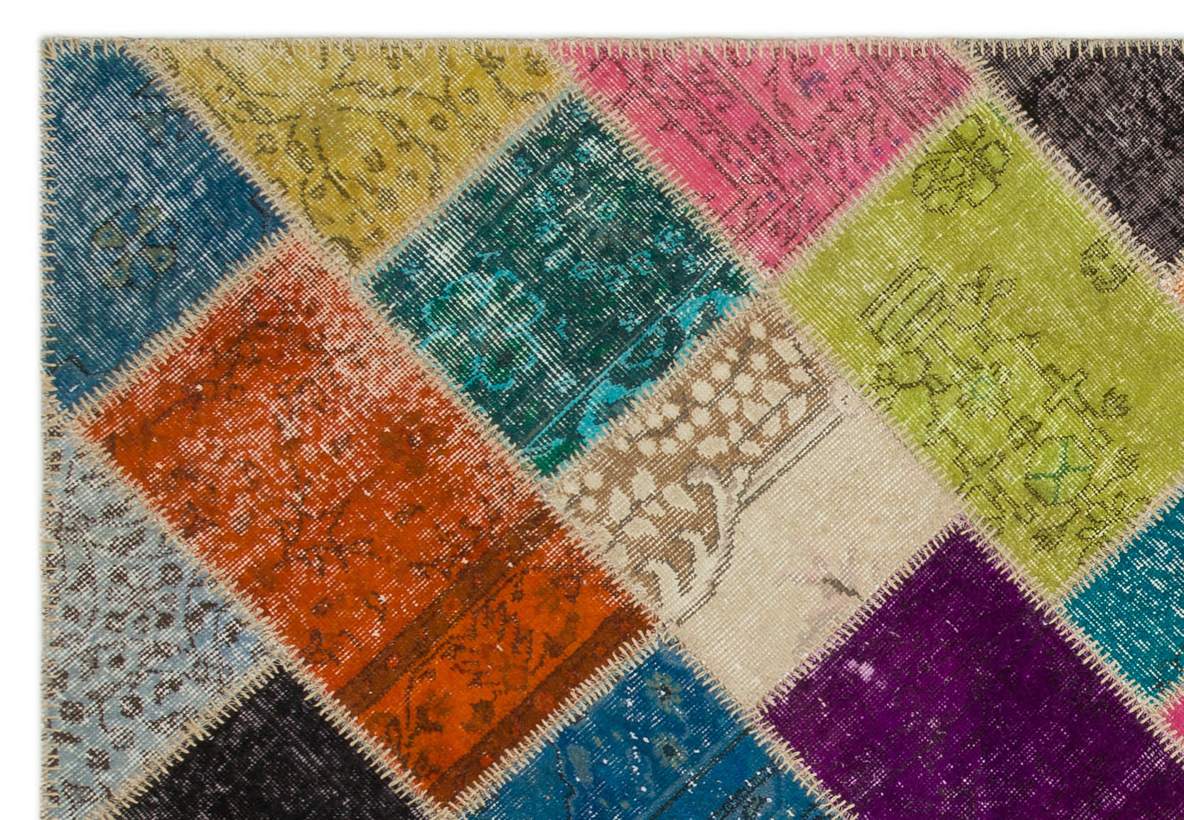 Iskece Bej Patchwork Yün El Dokuma Halısı 160 x 230 Apex Unique