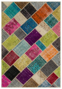 Iskece Bej Patchwork Yün El Dokuma Halısı 160 x 230 Apex Unique