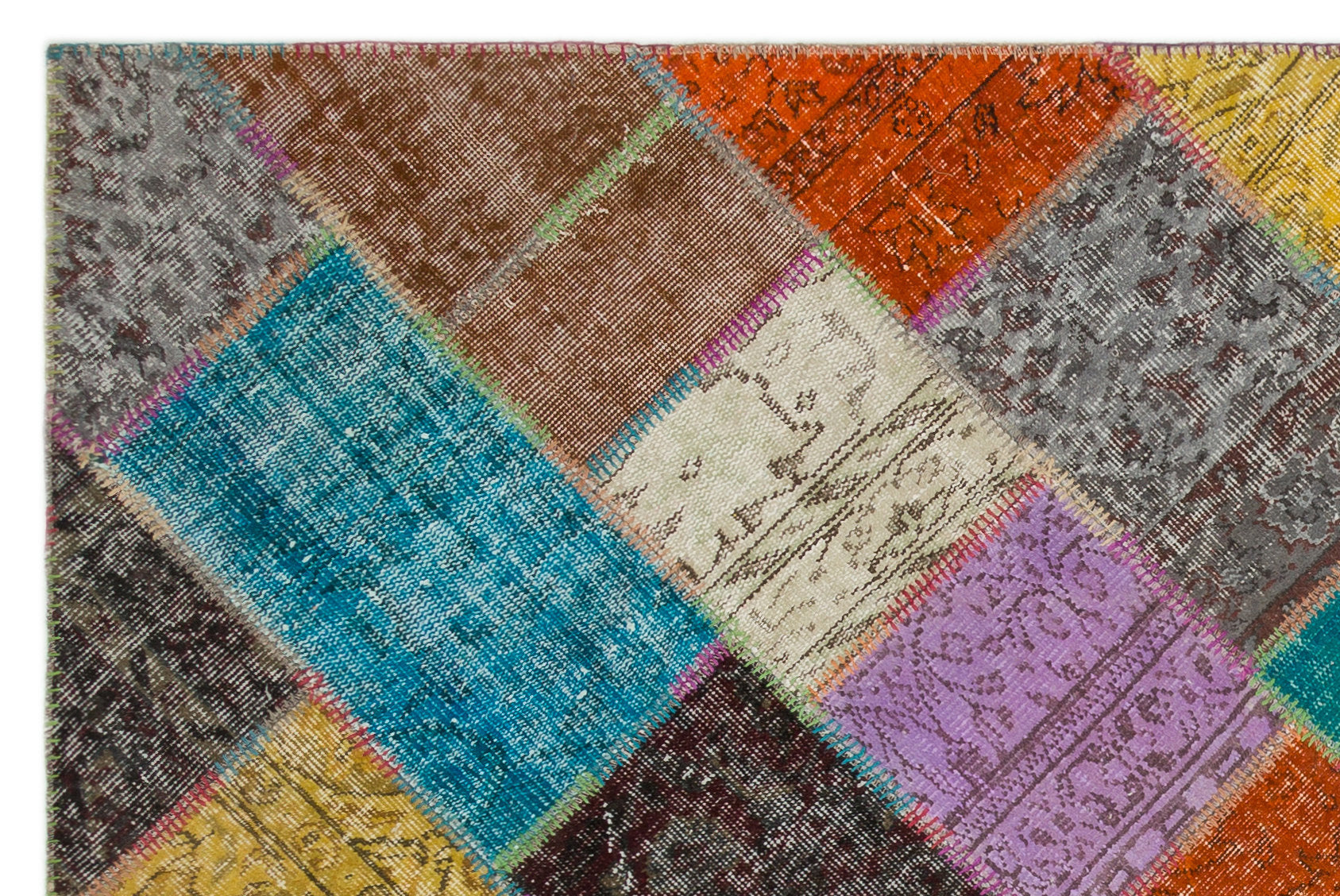 Iskece Bej Patchwork Yün El Dokuma Halısı 160 x 230 Apex Unique